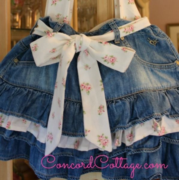 how to make a ruffled tote bag out of a jean skirt, crafts, repurposing upcycling