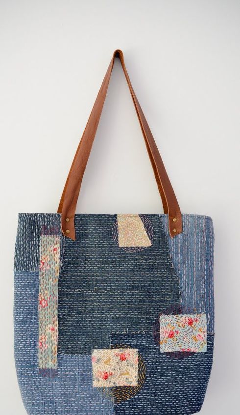 create a denim sashiko tote bag, how to, repurposing upcycling