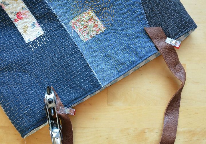 create a denim sashiko tote bag, how to, repurposing upcycling