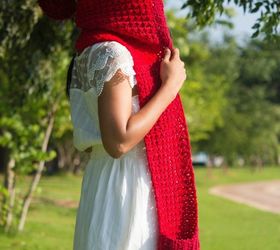 Little Red Ridding Hood Pocket Crochet  Scarf