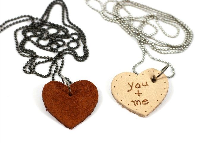 leather scraps valentine necklaces