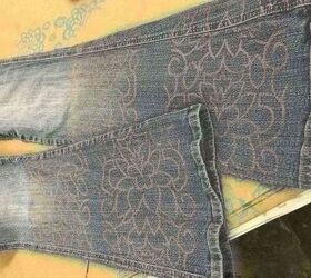 funky painted jeans, Painted with Lotus Roller pattern