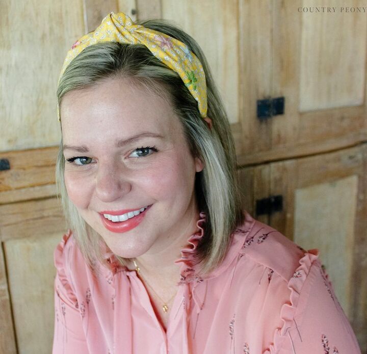 diy knotted headband with flower embroidery