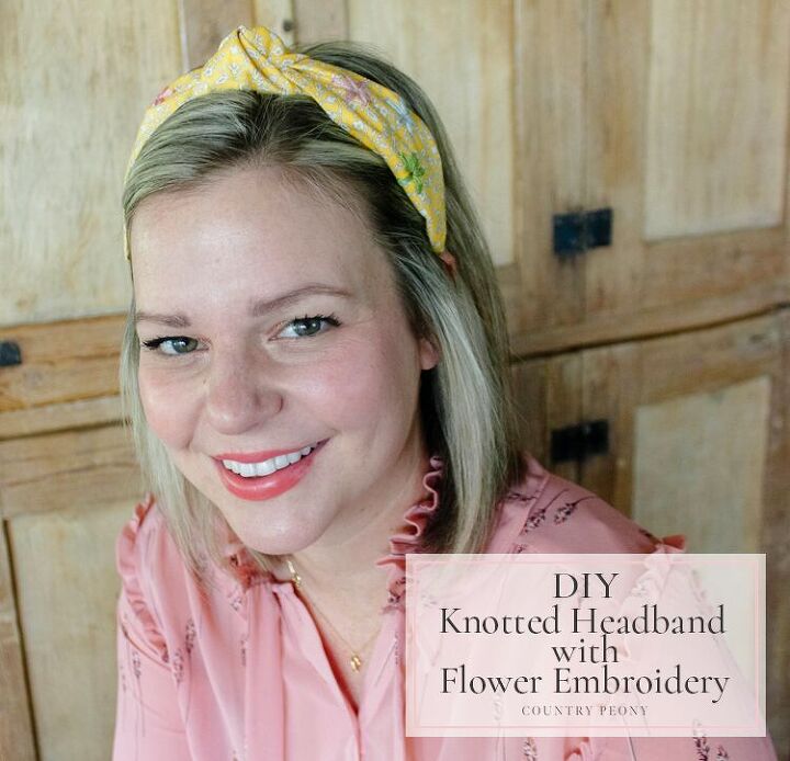diy knotted headband with flower embroidery