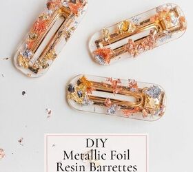 diy metallic foil resin hair barrettes