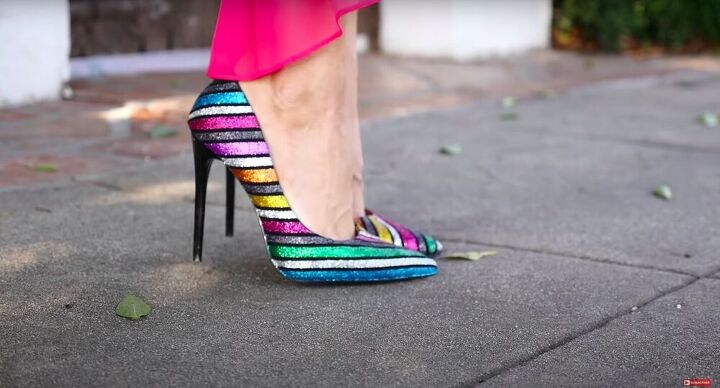 christian louboutin glitter heels, Easy DIY Rainbow Glitter Shoes