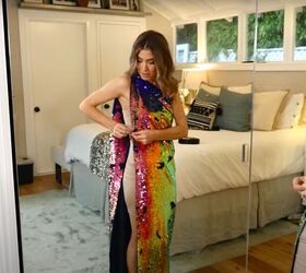 how to create two no sew red carpet worthy dresses, Pin the Front