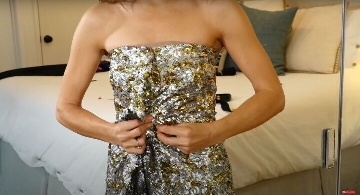 how to create two no sew red carpet worthy dresses, Pin Down the Front