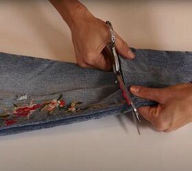 no sewing needed for this diy denim skirt, Cut the Jeans