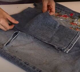 no sewing needed for this diy denim skirt, Add a Panel to the Front