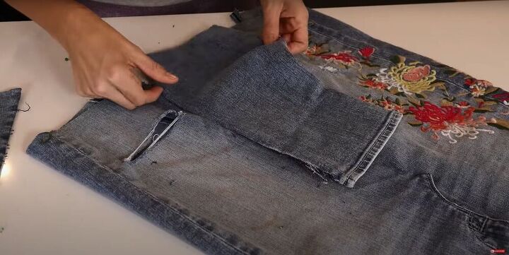 no sewing needed for this diy denim skirt, Add a Panel to the Front