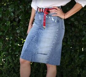 no sewing needed for this diy denim skirt, DIY Denim Skirt