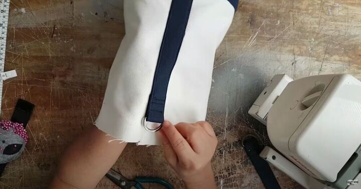 make your own canvas bucket bag with a fun drawstring insert, Attach the Straps