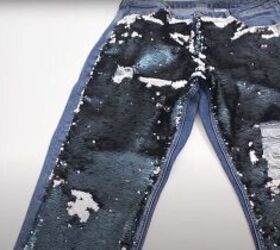 up your style with these diy sequin distressed jeans, Sequin Distressed Jeans