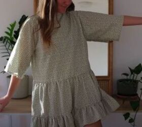 use a t shirt as a template for this cute gathered tier dress, DIY Gathered Tier Dress