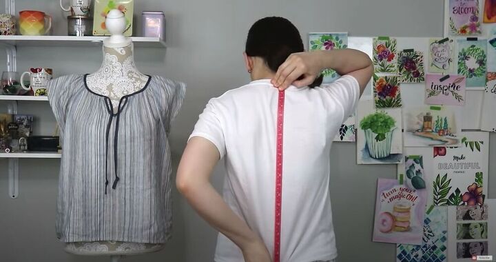 sew your own diy peasant top, Measure your back