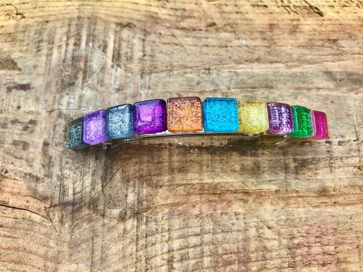 how to make colourful barrette hair clip from mosaic tiles, Mosaic sparkle barrette hair clip