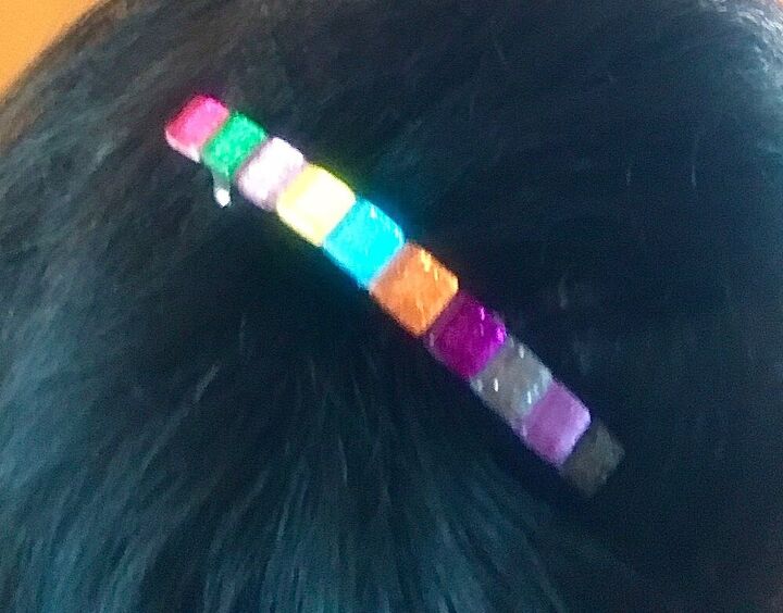 how to make colourful barrette hair clip from mosaic tiles, Sparkle slide