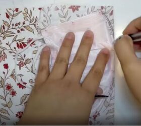 how to sew a face mask without a sewing machine, Trace the disposable mask
