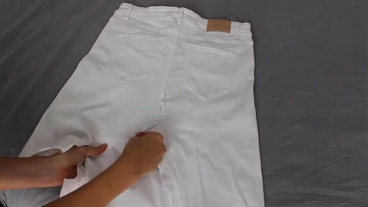 turn an old pair of jeans into a skirt with this tutorial, Pin your jeans