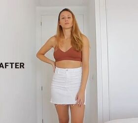 turn an old pair of jeans into a skirt with this tutorial, Jeans into a skirt final result