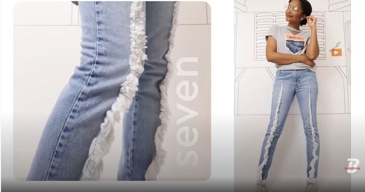 15 amazing ways you can easily alter and upcycle jeans, DIY frayed seam jeans