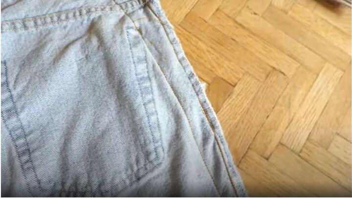 turn a pair of old jeans into a fun new skirt, Create a seam