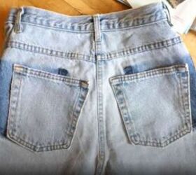 turn a pair of old jeans into a fun new skirt, Sew on the pockets