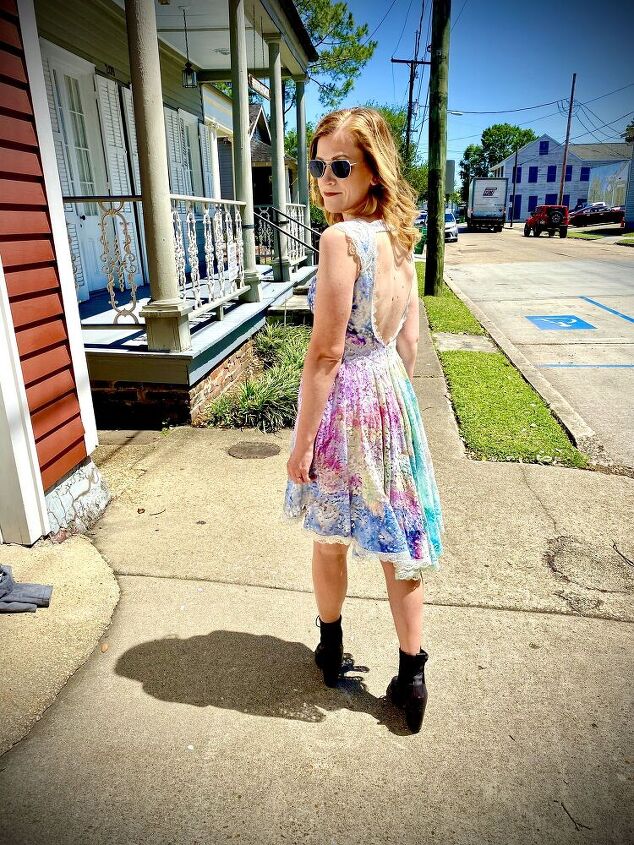 how watercolor tie dye can save a thrifted white dress
