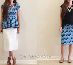 convert a dress into a skirt set with this tutorial for beginners, Two pieces from one thrift dress
