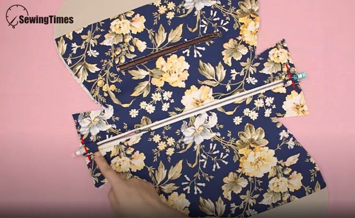 learn how to make a pretty boston bag, Add material to the zipper