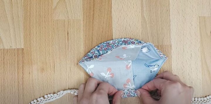 how to diy 3 clever elastic earloop substitutes for your face mask, Fold the mask fabric