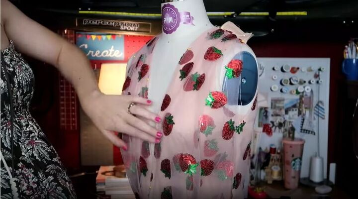 how i made a diy strawberry dress pattern inspired by lirika matoshi, Attaching the draping