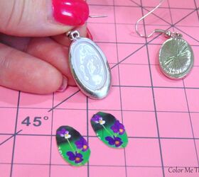 decoupaged earrings makeover with floral stamps