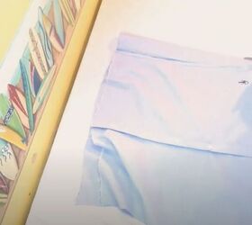 how to make a stunning paper bag skirt from a mens shirt, Cut the sides