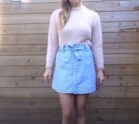 how to make a stunning paper bag skirt from a mens shirt, Easy paper bag skirt