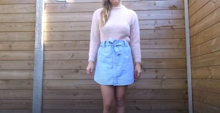 how to make a stunning paper bag skirt from a mens shirt, Easy paper bag skirt