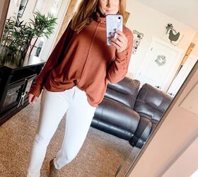 stand out in orange, Burnt orange sweater