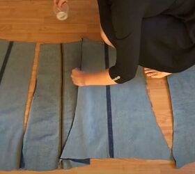 learn how to make a button up a line skirt from jeans, Connect the edges