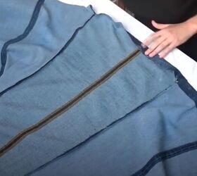 learn how to make a button up a line skirt from jeans, Make a hem