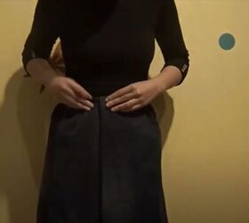 learn how to make a button up a line skirt from jeans, Measure your waist