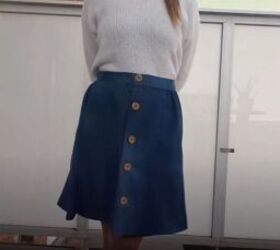 learn how to make a button up a line skirt from jeans, Button up a line skirt