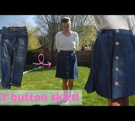 Learn How to Make a Button-up A-Line Skirt From Jeans.