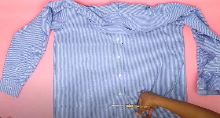 upcycle a mens shirt into this amazing shirt dress, Upcycled men s shirt