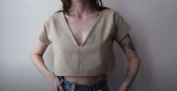 learn to draw your own pattern and make this easy diy linen shirt, Women s linen T shirt