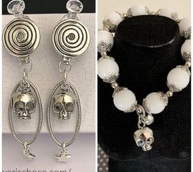 halloween diy skull earrings and bracelet