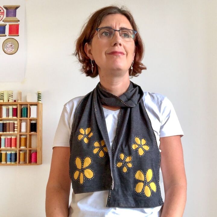 transform two old t shirts into a stylish scarf