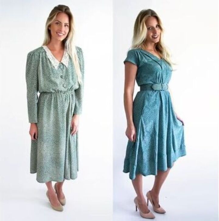 see how i transformed my grandmas vintage dress into something new, Completed dress refashion