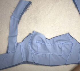 learn to make the cutest crop top from an old pair of jeans, Add lining