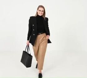 check out how to rock your faux leather pants with these styles, Brown leather pants